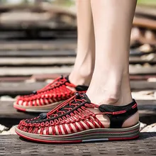 Г., летние мужские сандалии, большой размер 48 Модная Повседневная дышащая пляжная обувь ручной работы с плетением уличные сандалии для мужчин, 12,16