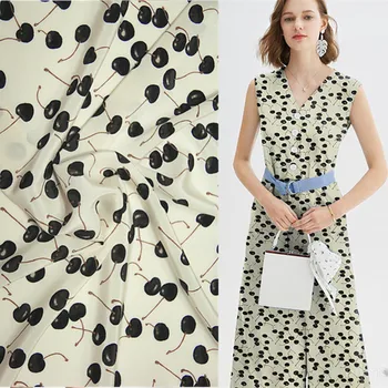 

Natural printed 100% mulberry silk crepe de chine fabric cloth material 114cm width 18 mm fashion dress shirt sewing fabric