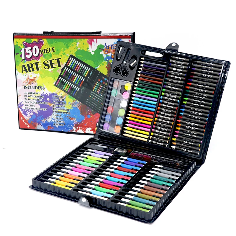Детский художественный набор, детский набор для рисования, акварельный карандаш, масляная Пастельная живопись, инструмент для рисования, художественные канцелярские принадлежности, набор 150 шт