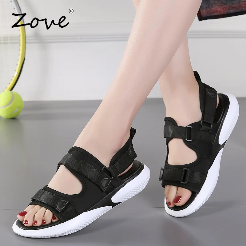

ZOVE Women Flat Sandals 2019 Summer Sandals Slippers Toe Open Slides Outdoor Walking Sandlas Ladies Leather Woven Beach Shoes