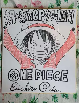 

hand drawn Eiichiro Oda ONE PIECE autographed Shikishi Art Board rare 102019F