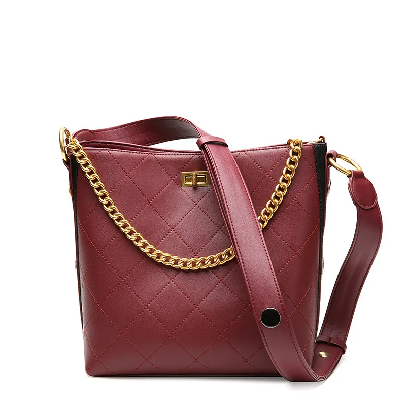 

2020 Top quality designer brand new genuine cowhide leather luxury handbag bucket chain mother son shoulder bag tote purse Q22