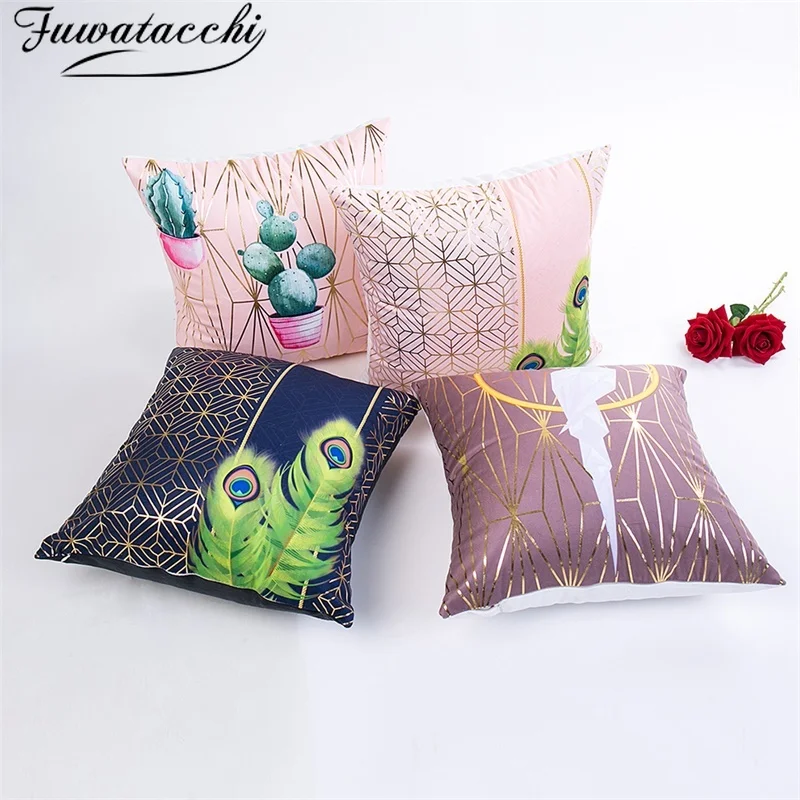 

Fuwatacchi Gold Stamping Cushion Covers Bird Throw Pillows Animal Pillow Cover for Home Sofa Chair Decorative Pillowcases 2019