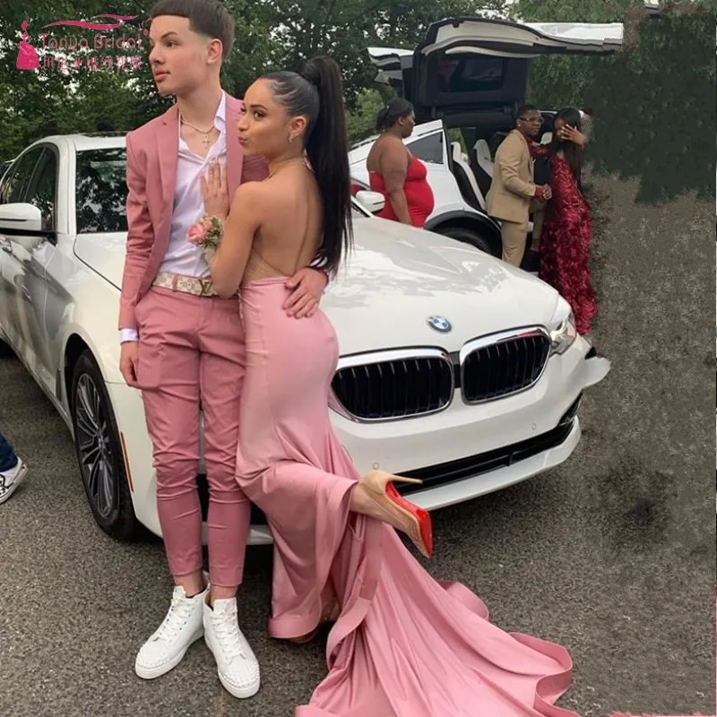 New Fashion Backless Mermaid Halter Sleeveless See Through Sexy Floor Length Black Girl Prom Dresses W050 ball gown prom dresses
