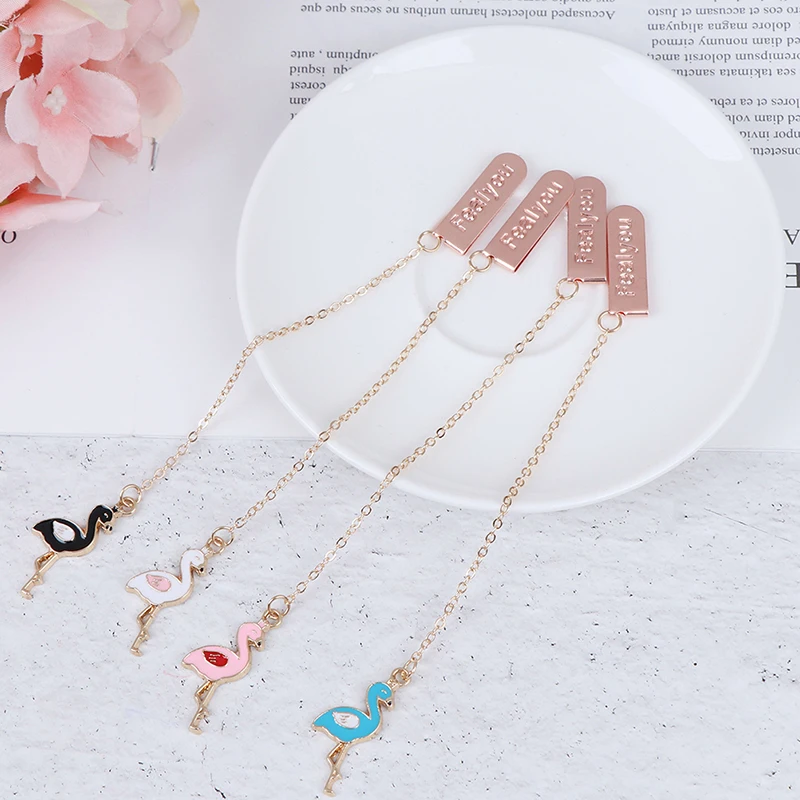 1pc Kawaii Flamingo Metal Bookmark Cute Animals Bookmarks For Books Paper Page Marker Stationery School Supplies