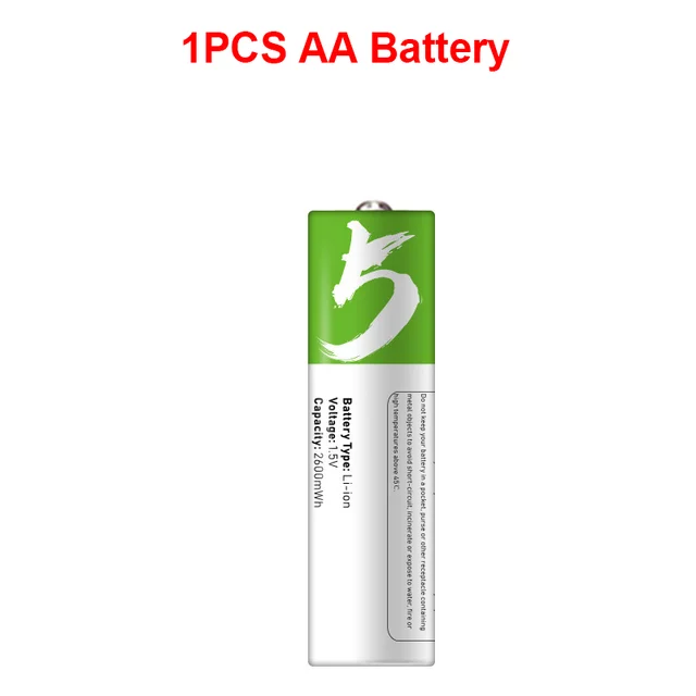 High capacity 1.5V AA 2600 mWh USB rechargeable li-ion battery for remote control mouse small fan Electric toy battery + Cable 1PCS AA