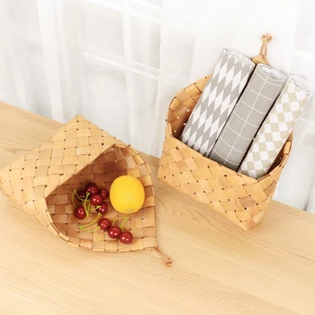 

Wall Hanging Natural Wicker Flower Pot Rattan Basket Home Door Decorative Ornaments Storage Container Organizer Storage Basket