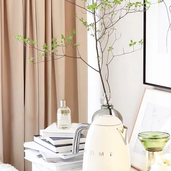 

Light Luxury American Flannel Curtains Encrypted Fleece Pure Matte Non-inverted Flannel Curtains for Bedroom and Living Room