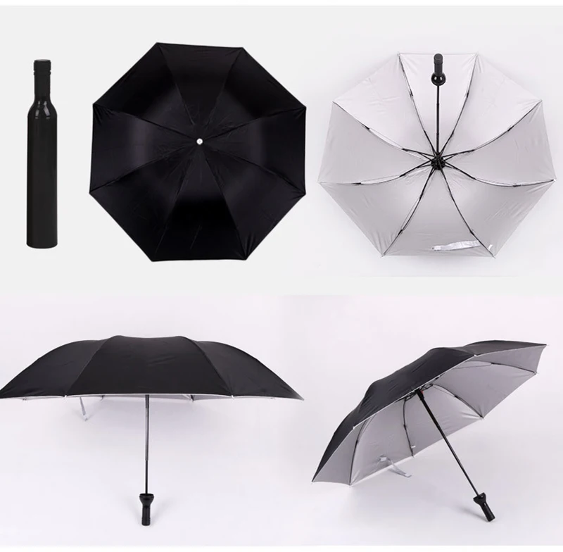 Складной зонт от солнца и дождя в винной бутылке, индивидуальный Зонт с УФ-защитой, ручной Зонт от дождя для мужчин и женщин, стильный мини-зонт