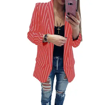 

Women Blazer Jacket Coat Spring Summer Fall Winter Casual Long Sleeve Black White Red Blue Stripe Jackets Blazer chaqueta mujer