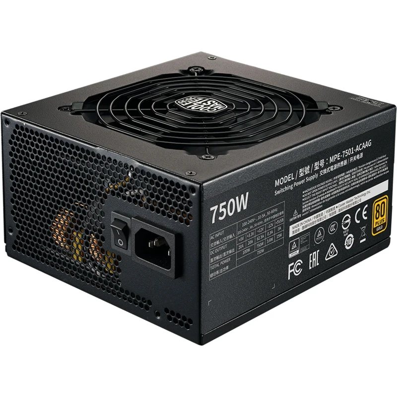 Блок питания COOLER MASTER MWE Gold V2 Full Modular 750W 750Вт 120мм черный retail [mpe-7501-afaag-eu] | Электроника