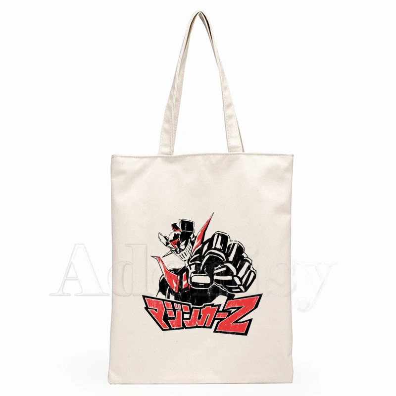 

Mazinger Z Shopping Bag Print Original Design White Unisex Fashion Travel Canvas Bags