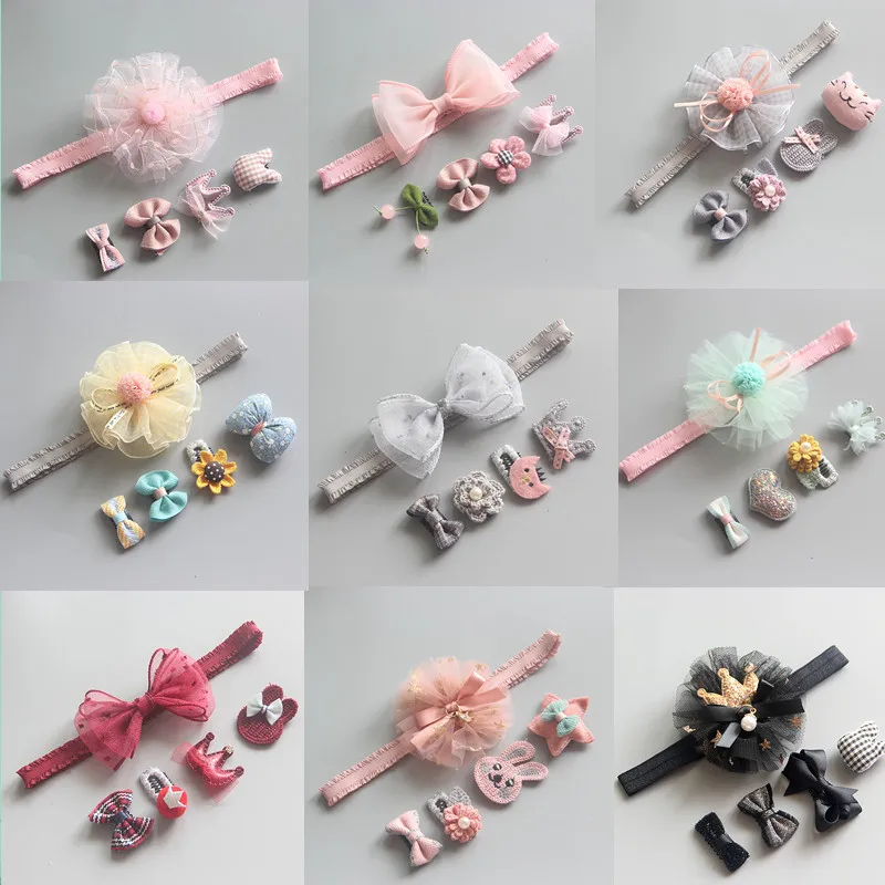 

5Pcs/Set Cute Baby Girl Hair Clip Plush Ball Star Bow Rabbit Molding Clips Hair Accessories