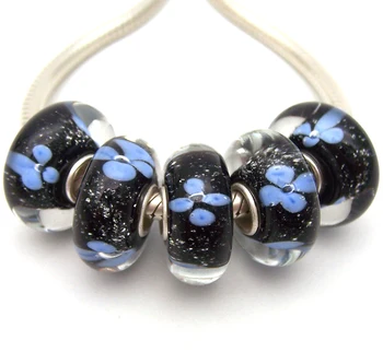 

YG152 5X 100% Authenticity S925 Sterling Silver Beads Murano Glassbeads beads Fit European Charms Bracelet diy jewelry Lamp-work