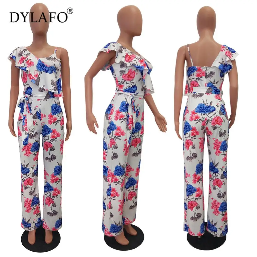 Hot Sale 2019 Flower Halter Women Jumpsuit Sexy Bodysuit Boho Print V Neek Backless Summmer Style Streeetwear Casual Rompers