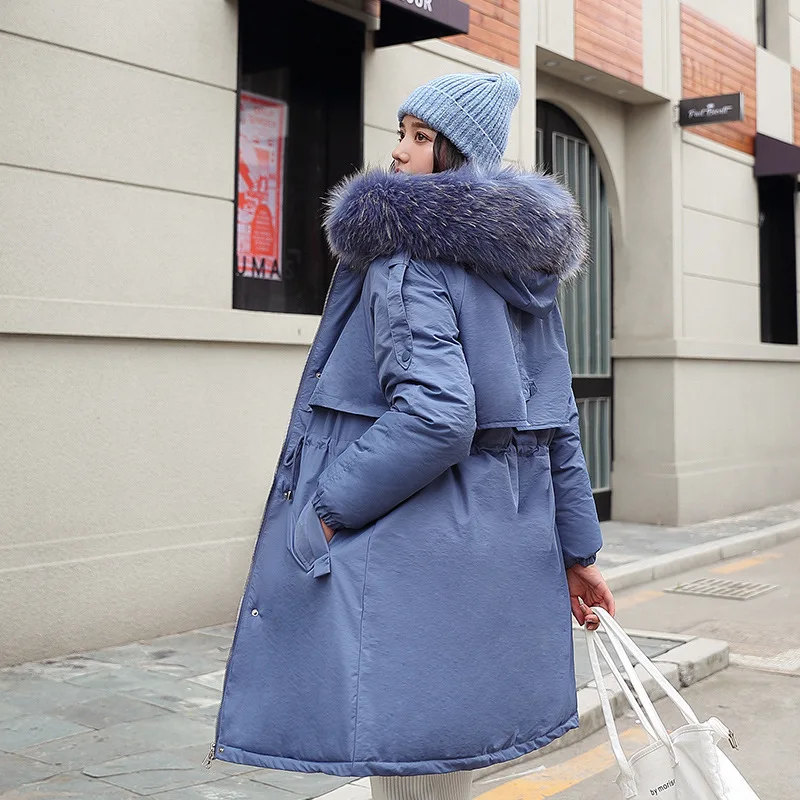 

2019 New Style Autumn & Winter Down Jacket Women's Mid-length Loose-Fit down Coat Waist Hugging Cotton-padded Clothes CHIC Coat