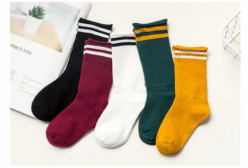 Детские носки для мальчиков и девочек новые детские носки на осень и зиму хлопковые носки с параллельными полосками носки для малышей удобные для От 1 до 10 лет
