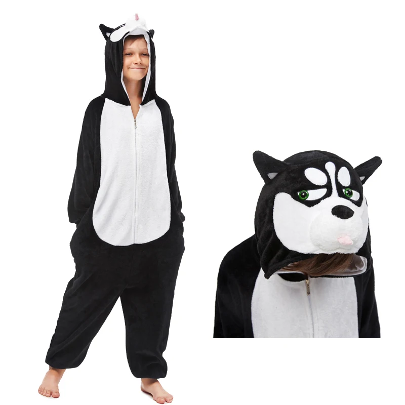 Детские пижамы в виде животных Kigurumi, комплекты зимней одежды для сна для мальчиков и девочек, пижамы с единорогом, пижамы с единорогом, радужной звездой, единорогом - Цвет: Dog