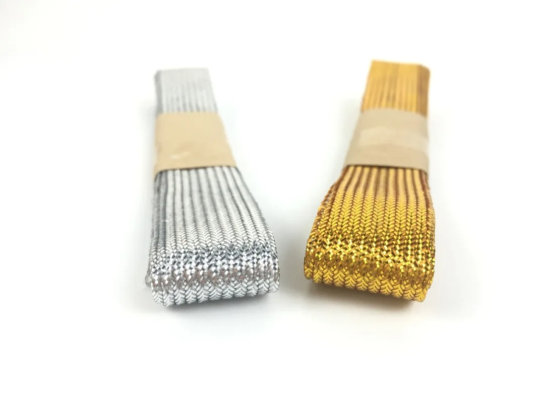 

2m / 1.8cm Wide Gold, Silver Ribbed Color Ribbon Gift Box Cake Box Bundle Decoration Ribbon Halloween Decor