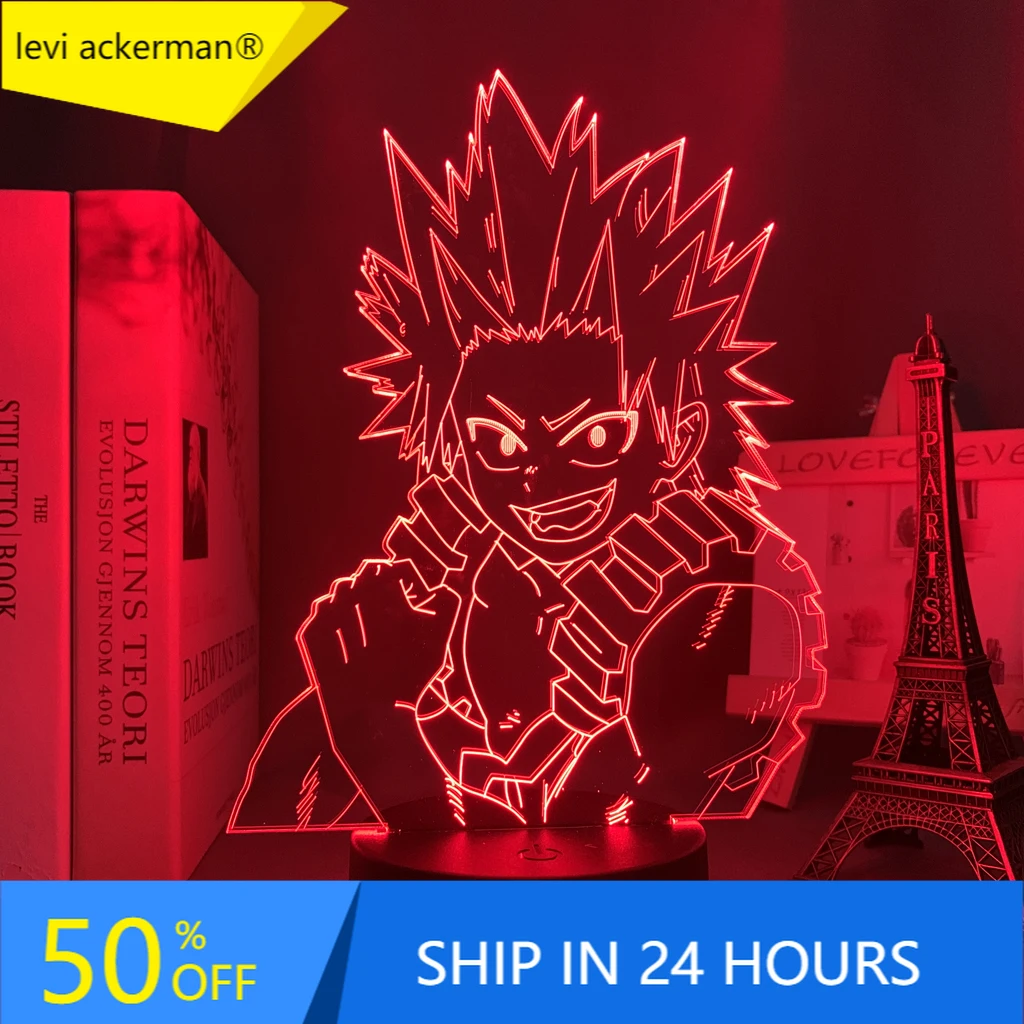 Anime My Hero Academia Led Night Light Eijiro Kirishima Lamp for Room Deco Birthday Gift | Освещение