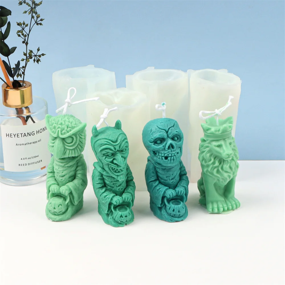 

Popular Home Decoration Skeleton Candle Mold Silicone Devil Skull Plaster Mould DIY Aromatherapy Animal Epoxy Resin Tooling