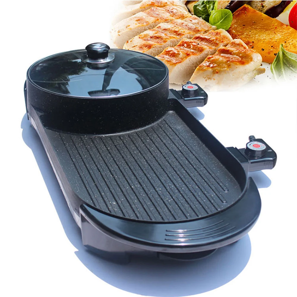 

1350W Mandarin Duck Hot Pot Barbecue One Pot Electric Grill Pan Korean Barbecue Pot Smokeless Electric Oven