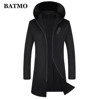 

BATMO 2019 new arrival autumn&winter high quality wool hooded jackets men,men's wool trench coat,plus-size M-XXXL 2008