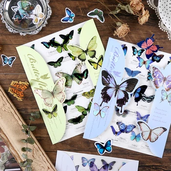 

2pcs/bag, transparent watercolor butterfly stickers, children's room ins plant cherry blossom Japanese decoration stickers