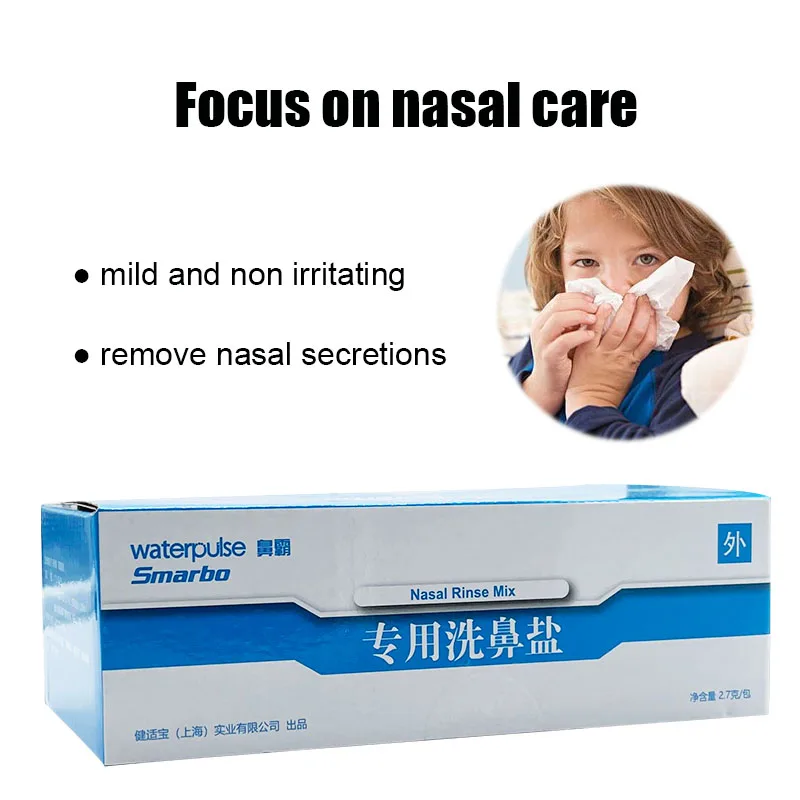 60PCS Nasal Washer Salt Nose Cleaner Avoid Allergic Rhinitis Nasal Irrigator Sinus Rinse Aspirator Anti-Sneezing 2.7G/Bags nasal irrigator set