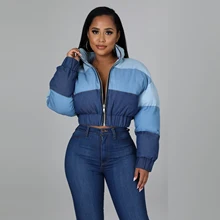 Winter Jacket Women Short Parkas Outerwear Patchwork Bubble Coat Zipper Female Slim Cotton Jacket Tops пуховик женский зимний