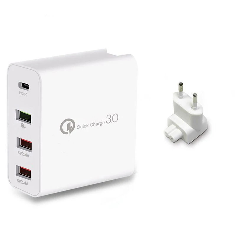 48 Вт 4 порта зарядное устройство Тип C qc3.0 type-c USB зарядное устройство для samsung iPhone huawei QC 3,0 быстрое настенное зарядное устройство США ЕС Великобритания австралийская штепсельная розетка - Тип штекера: Европейский Союз (ЕС)