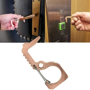 

Mini Door Handle Key Hygiene Hand Antimicrobial Brass EDC Door Opener Outdoor Press Elevator Tool Hot sale