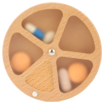 

Small Round Wooden Medicine Box Portable Mini Travel Divided Jewelry Storage Box Sealed Moisture-Proof Household Convenience