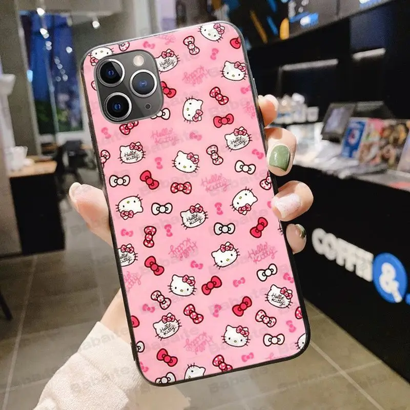 Hello kitty черный мягкий чехол для телефона из ТПУ чехол для iPhone X XS MAX 6 6s 11pro 7plus 8Plus 5S SE XR чехол