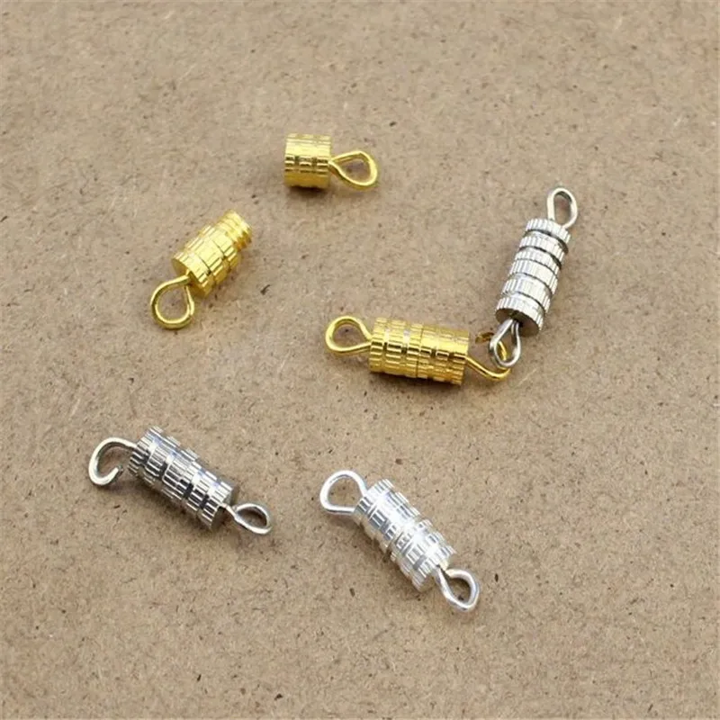 

20pcs 4*14mm Copper Screw Clasps Necklace Findings Gold Silver Color Metal End Connectors Clasps Hooks Accessories For Jewelry