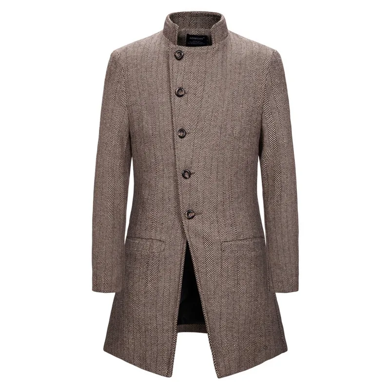 Весенне-осенний мужской Тренч, деловые повседневные длинные пальто, Тренч, мужская стильная ветровка в английском стиле, мужские топы, верхняя одежда, пальто - Цвет: Khaki
