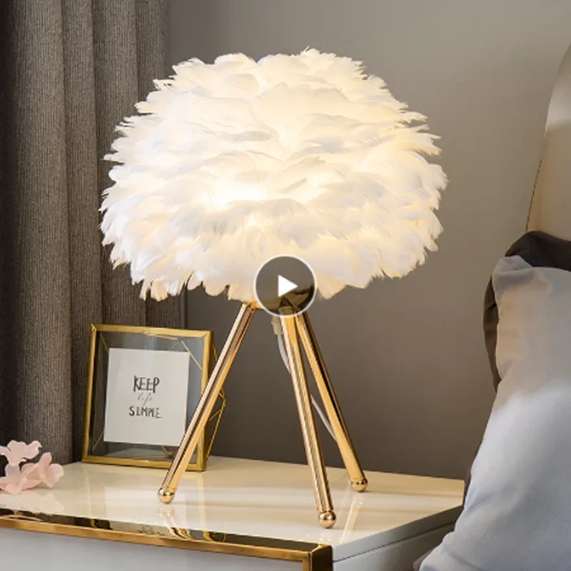 Abajur de penas abajur mesa da sala estar decoração casamento ganso nova casa moderno simples | Лампы и освещение