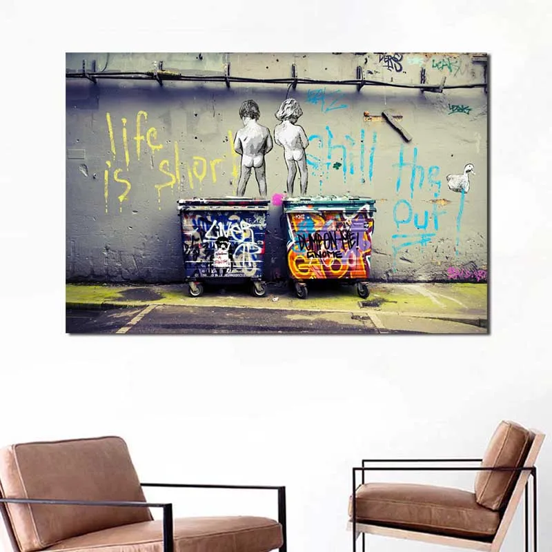 

Life Is Short Street Graffiti Canvas Posters Prints Wall Art Painting Oil Decorative Picture Modern Living Room Home Decoration