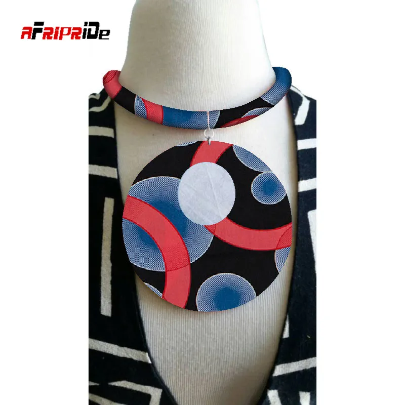Модное Африканское ожерелье с принтом Анкара ожерелье с большим кулоном африканские украшения из ткани ручной работы для женщин SP075 - Цвет: 15