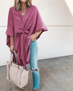 

Caped cardigan sweater