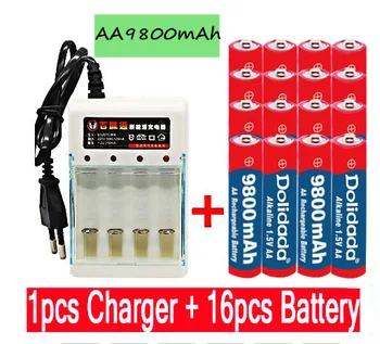 

Dolidada 2020 New Tag 9800 MAH rechargeable battery AA 1.5 V. Rechargeable New Alcalinas drummey +1pcs 4-cell battery charger