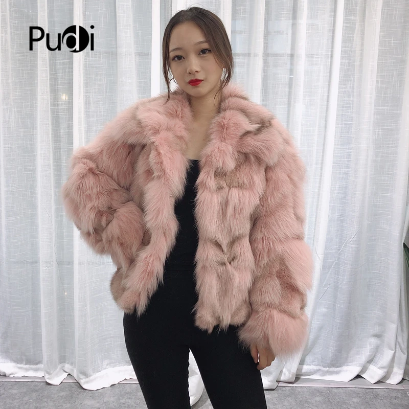 

Pudi TX223904 women winter warm Real fox fur coat jacket overcoat lapel collar lady fashion winter warm genuine fur coat outwear