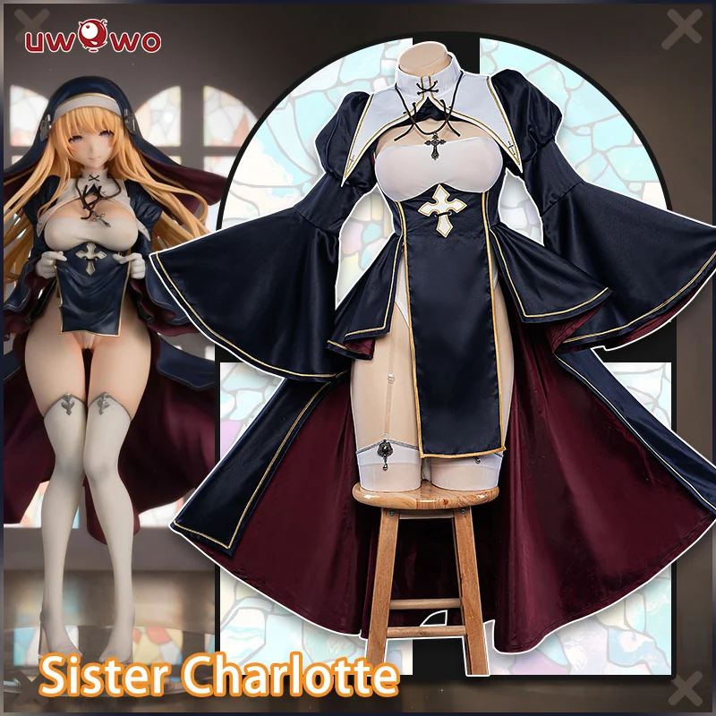 UWOWO NSFW 18 + оригинальный персонаж Charlotte рисунок Сестра Косплей Костюм Нун полный