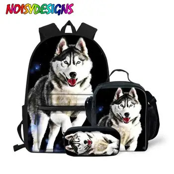 

NOISYDESIGNS Large Capacity School Backpack Cool Husky Printing Teen Backpack School Bags for Teenagers Girls Boys Personality