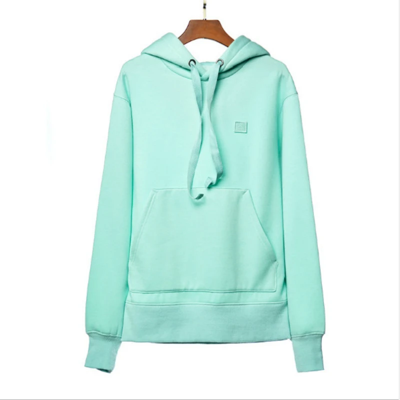 Woman Hoodie Casual Loose Hoodie Plus Velvet Pullover Lady Solid Color Sweatshirt