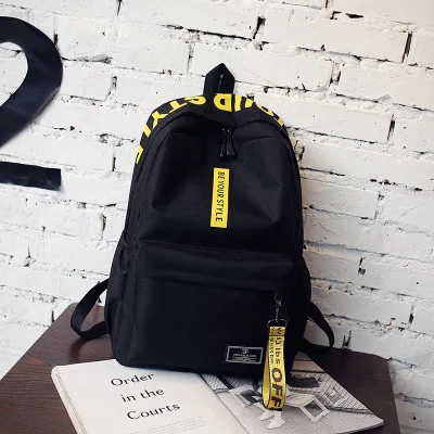 Black yellow Школьный рюкзак mochilas escolares холщовый большой емкости для студентов средней школы дикий маленький необычный Рюкзак Школьная Сумка - Цвет: Black yellow