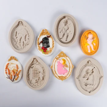 

Angel Wheat Ear Bird Cage Mold Fondant Cake Decor Silicone Mold Chocolate Baking Tool for Cakes DIY Aromatherapy Plaster Pendant