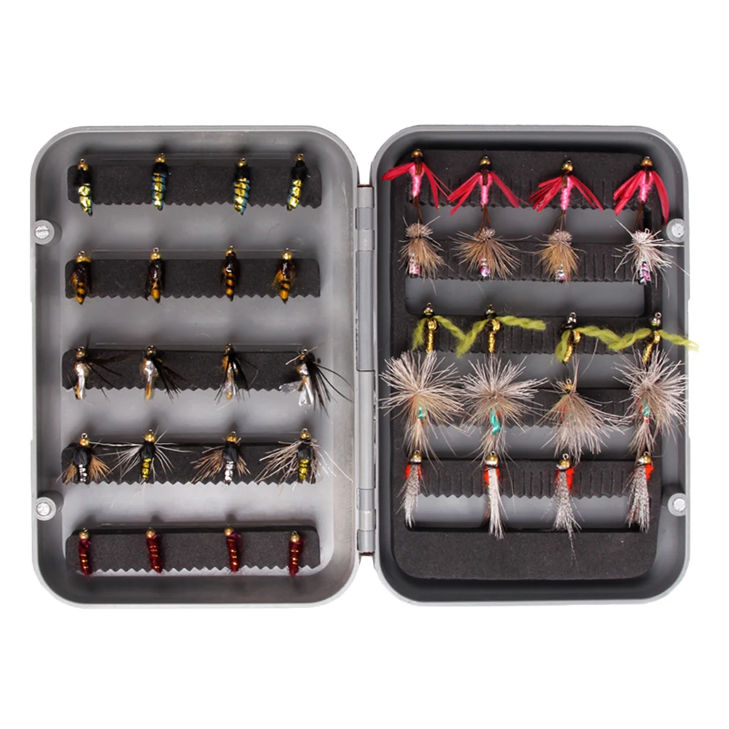 40pcs Different Style Fly Fishing Lures Flies Set Artificial Insect Bait Trout Fish Hooks