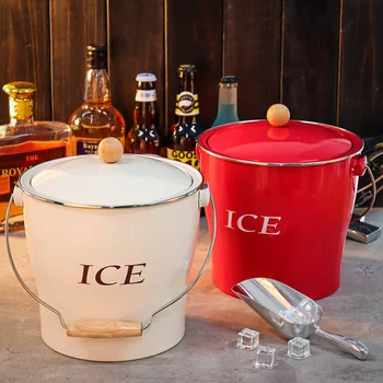 

4L Galvanized Iron Bar Ice Bucket Detachable Inner Tank Champagne Red Wine Bucket Wine Ice Barrel Container With Scoop For KTV