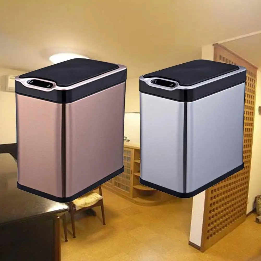 

12L Fully Automatic Inductive Switch Stainless Steel Household Smart Trash Bin System With Lid Sensing Trash Bin Health